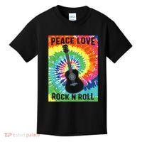 Peace Love Rock N Roll Tie Dye Hippie Guitar Music Retro Kids T-Shirt thumb 0