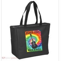 Peace Love Rock N Roll Tie Dye Hippie Guitar Music Retro Tote Bag thumb 2