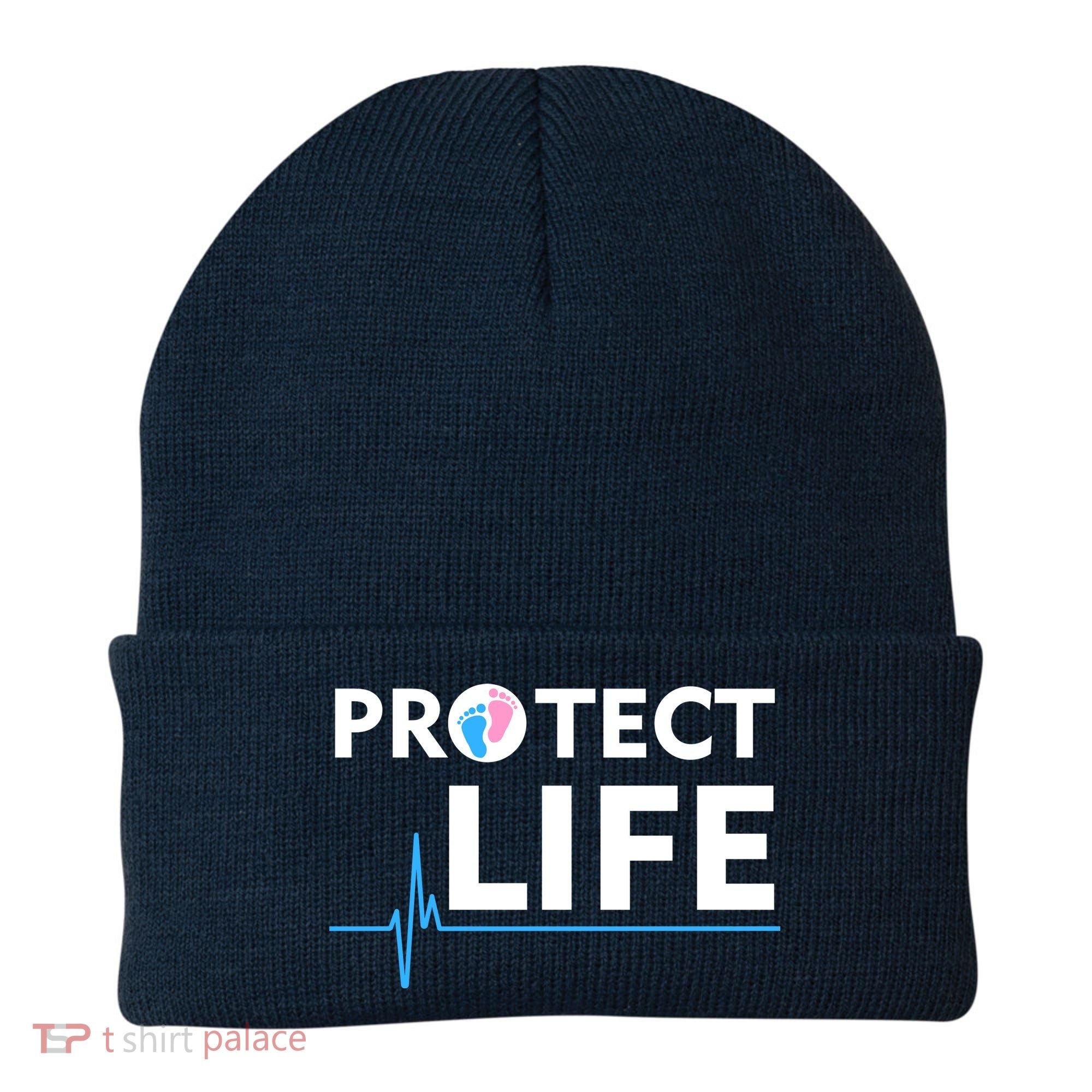 Protect Life Ribbon Pregnancy Infant Loss Awareness Stop Abortion Beanie