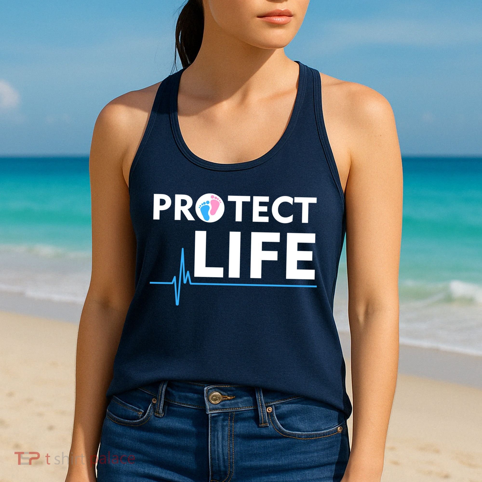 Protect Life Ribbon Pregnancy Infant Loss Awareness Stop Abortion Women's Tank Top