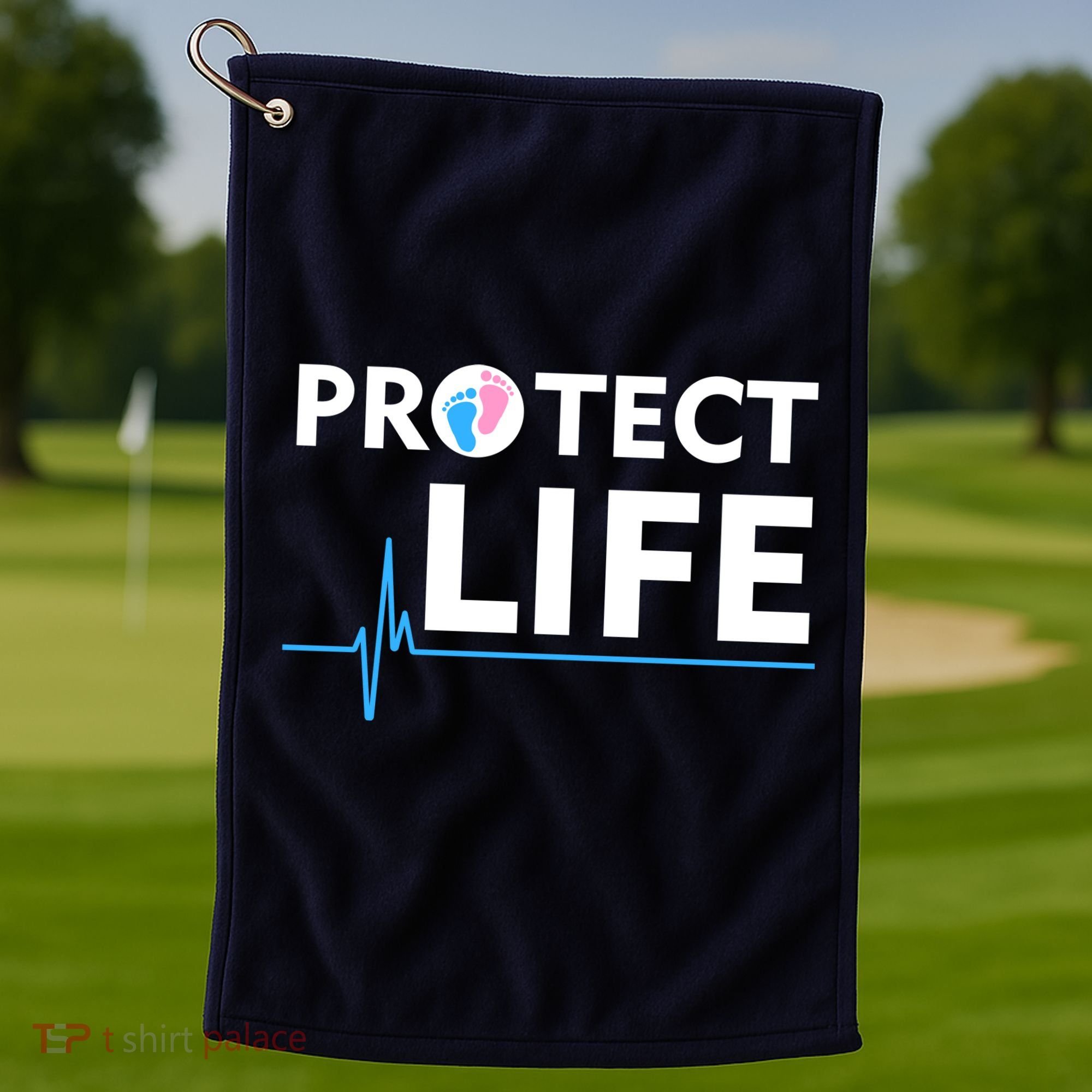Protect Life Ribbon Pregnancy Infant Loss Awareness Stop Abortion Golf Towel