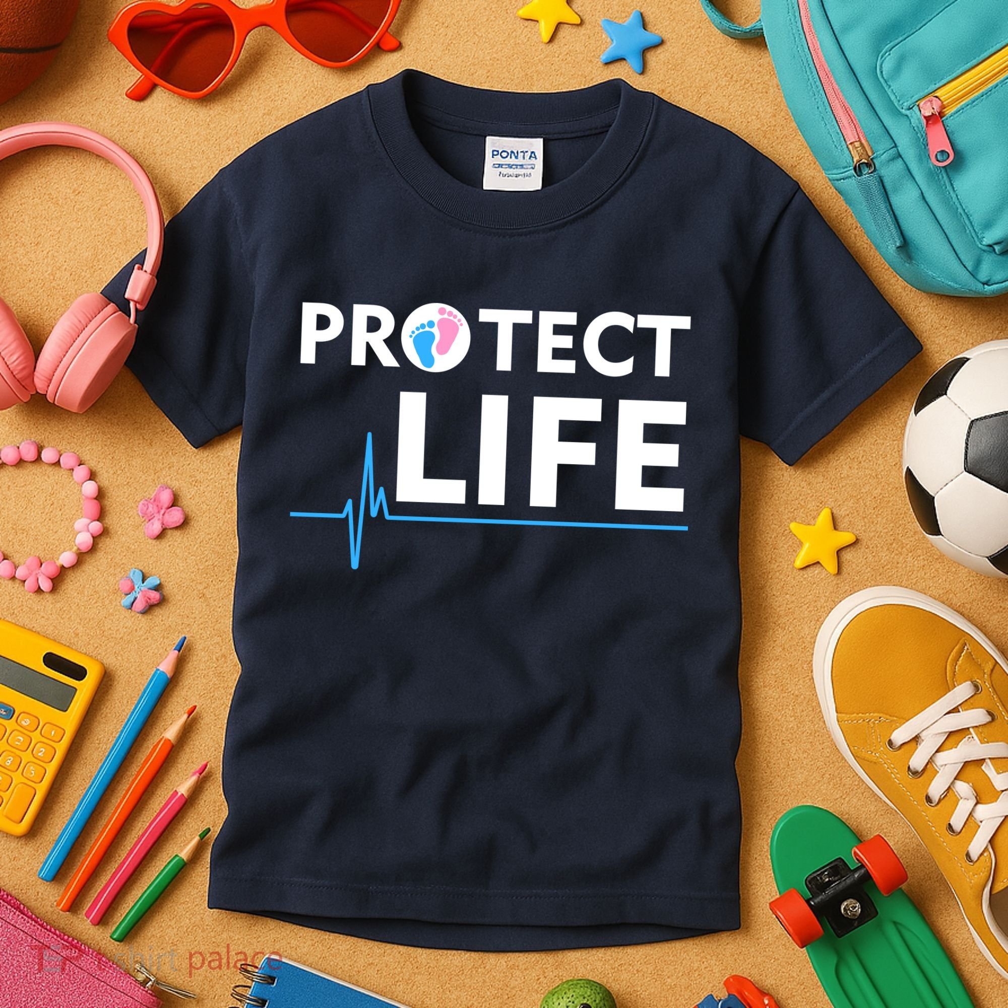 Protect Life Ribbon Pregnancy Infant Loss Awareness Stop Abortion Kids T-Shirt