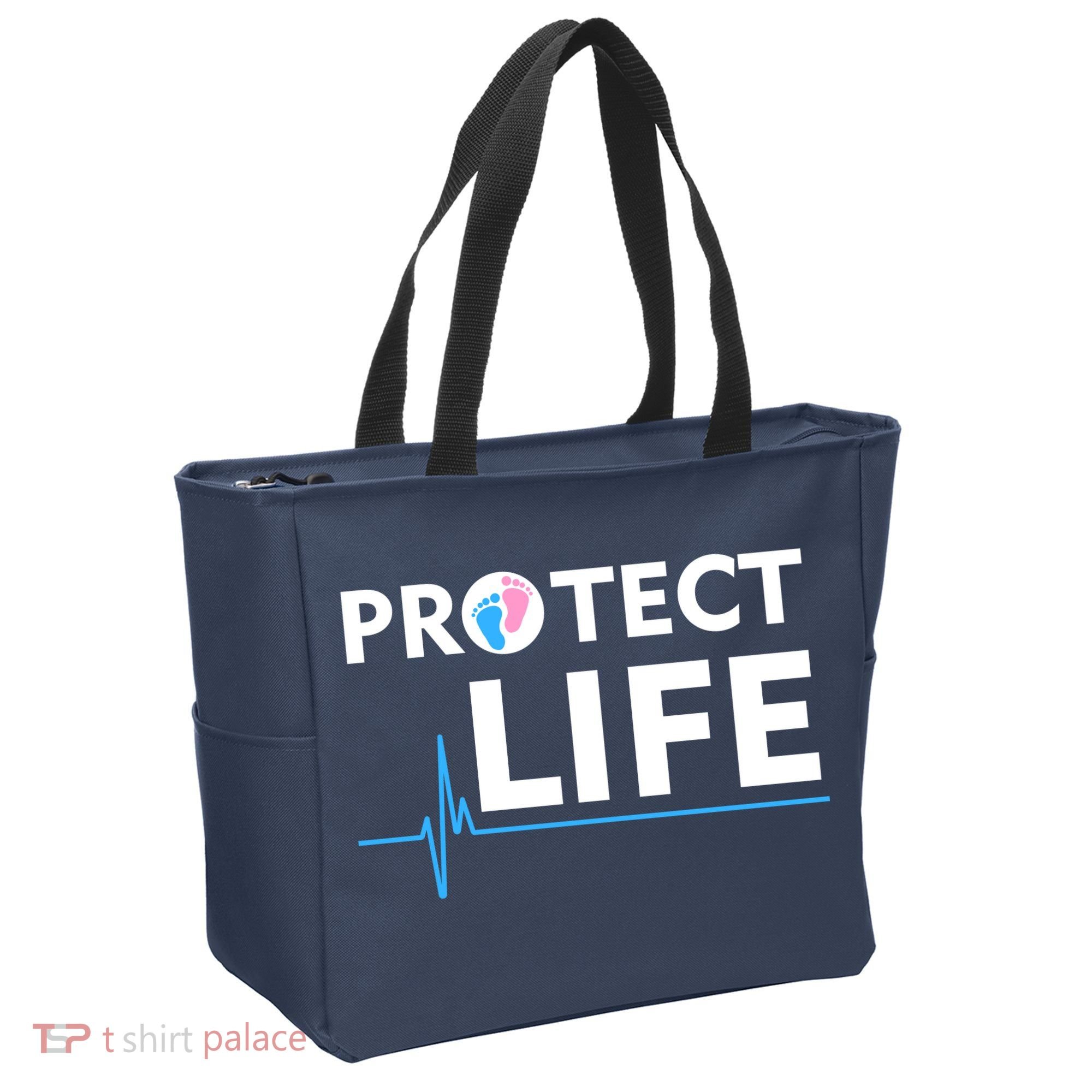 Protect Life Ribbon Pregnancy Infant Loss Awareness Stop Abortion Tote Bag