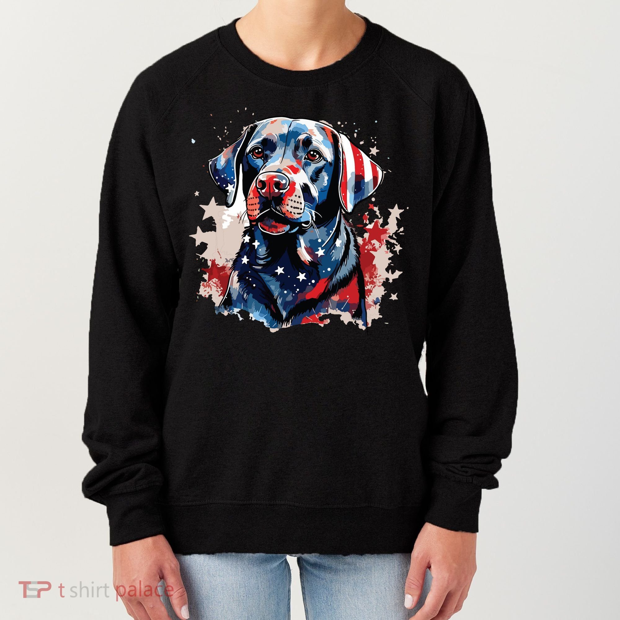 Patriotic Labrador Retriever Dog American Flag Women's Sweatshirt