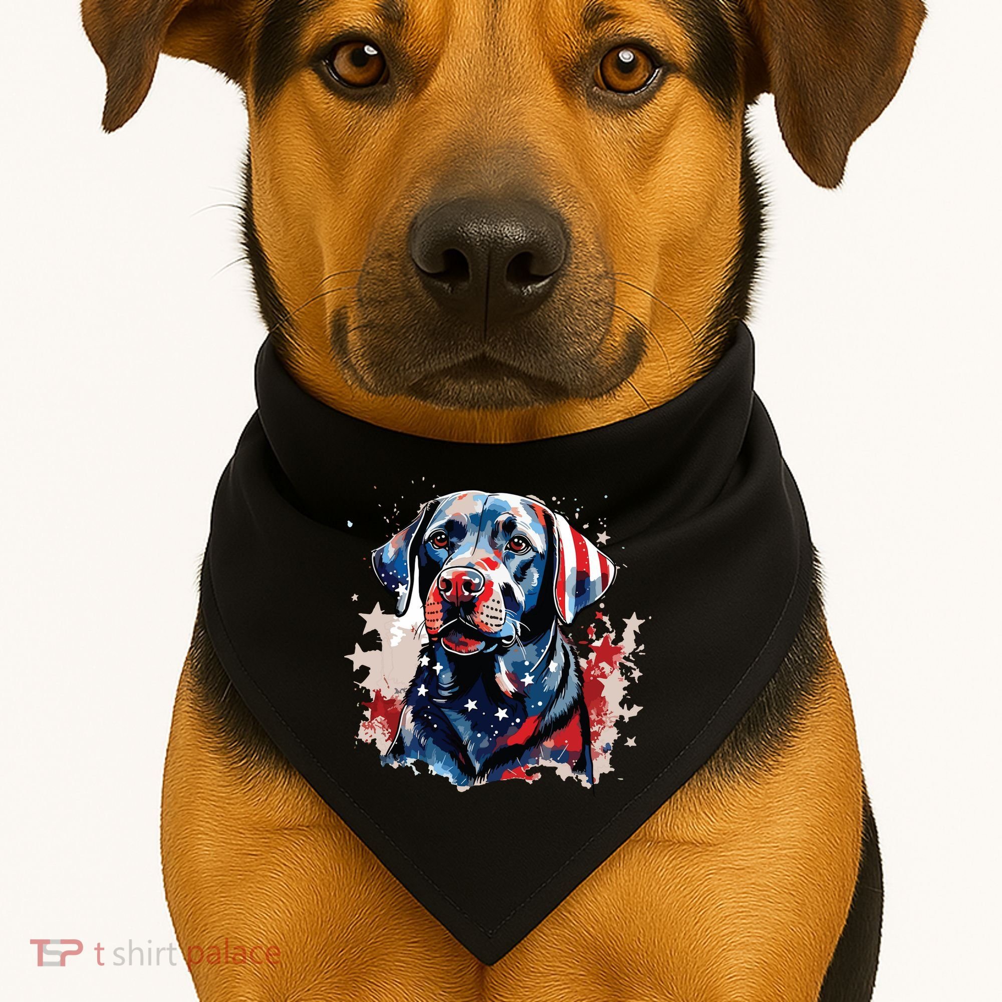 Patriotic Labrador Retriever Dog American Flag USA-Made Doggie Bandana