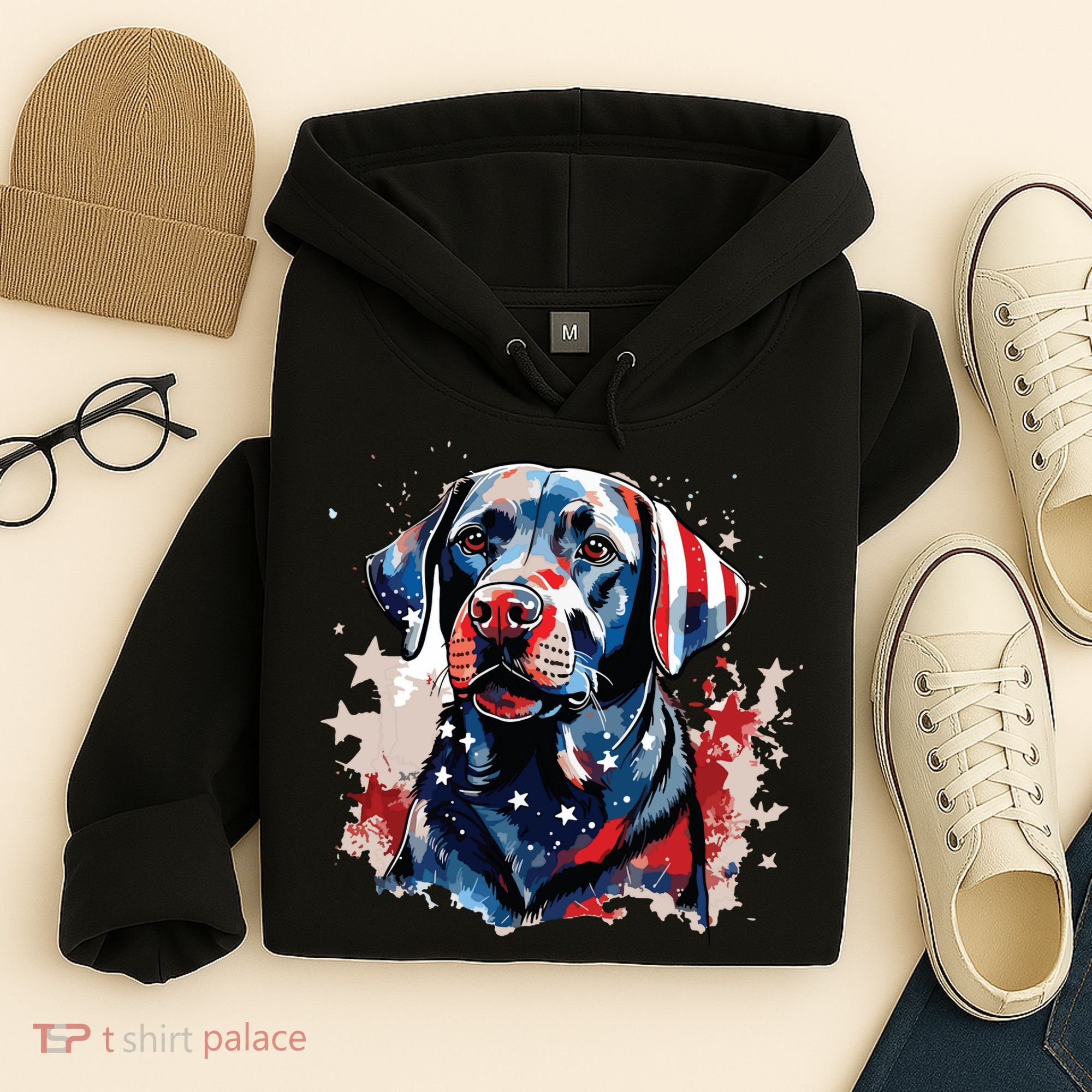 Patriotic Labrador Retriever Dog American Flag Hoodie