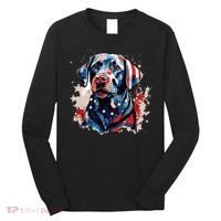Patriotic Labrador Retriever Dog American Flag Long Sleeve Shirt thumb 0