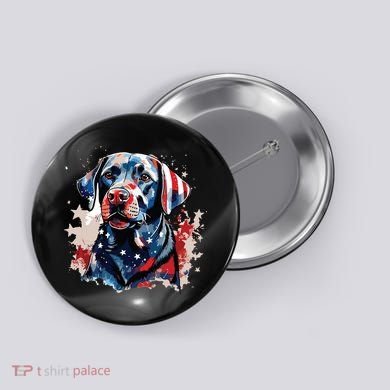 Patriotic Labrador Retriever Dog American Flag Button