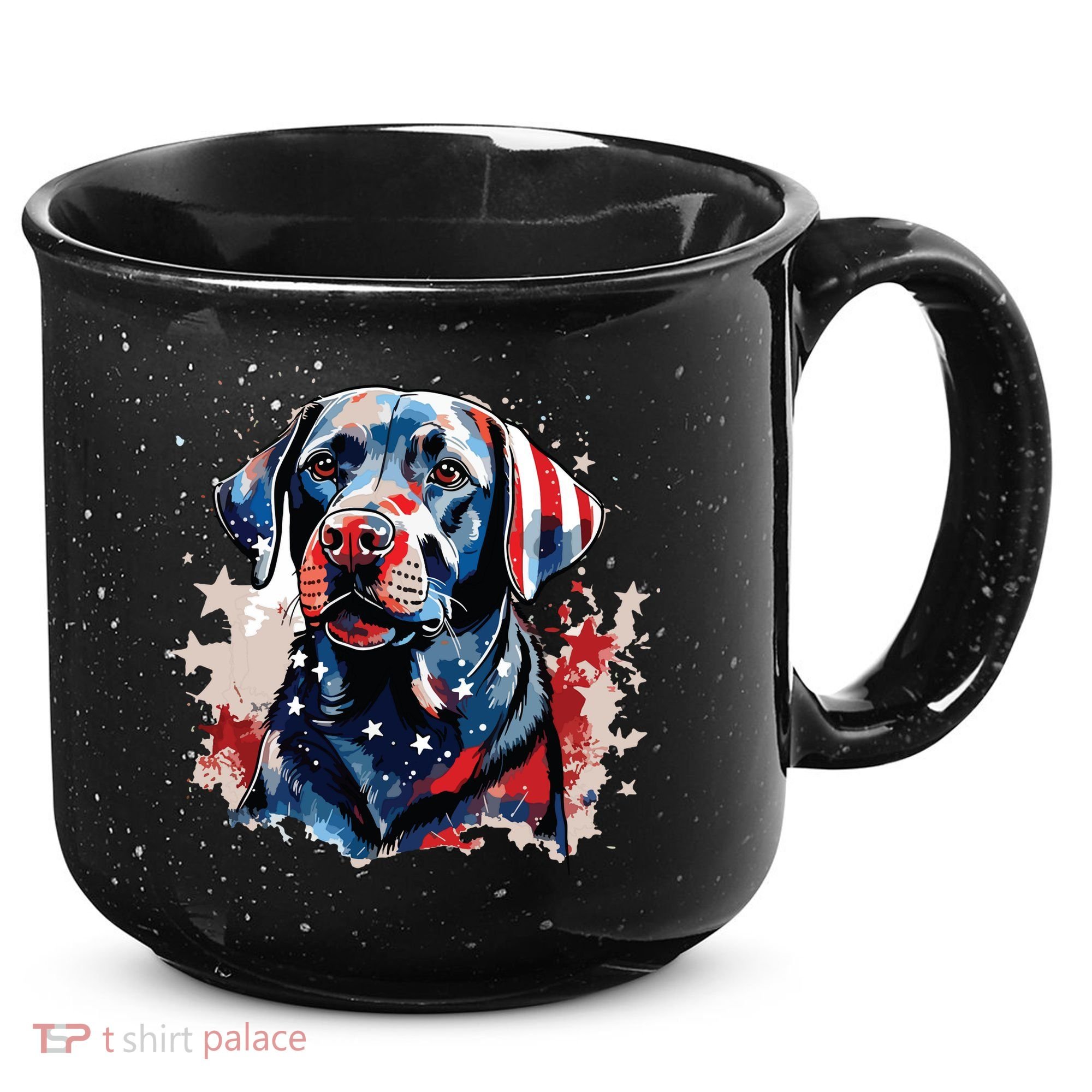 Patriotic Labrador Retriever Dog American Flag 15oz Campfire Ceramic Mug