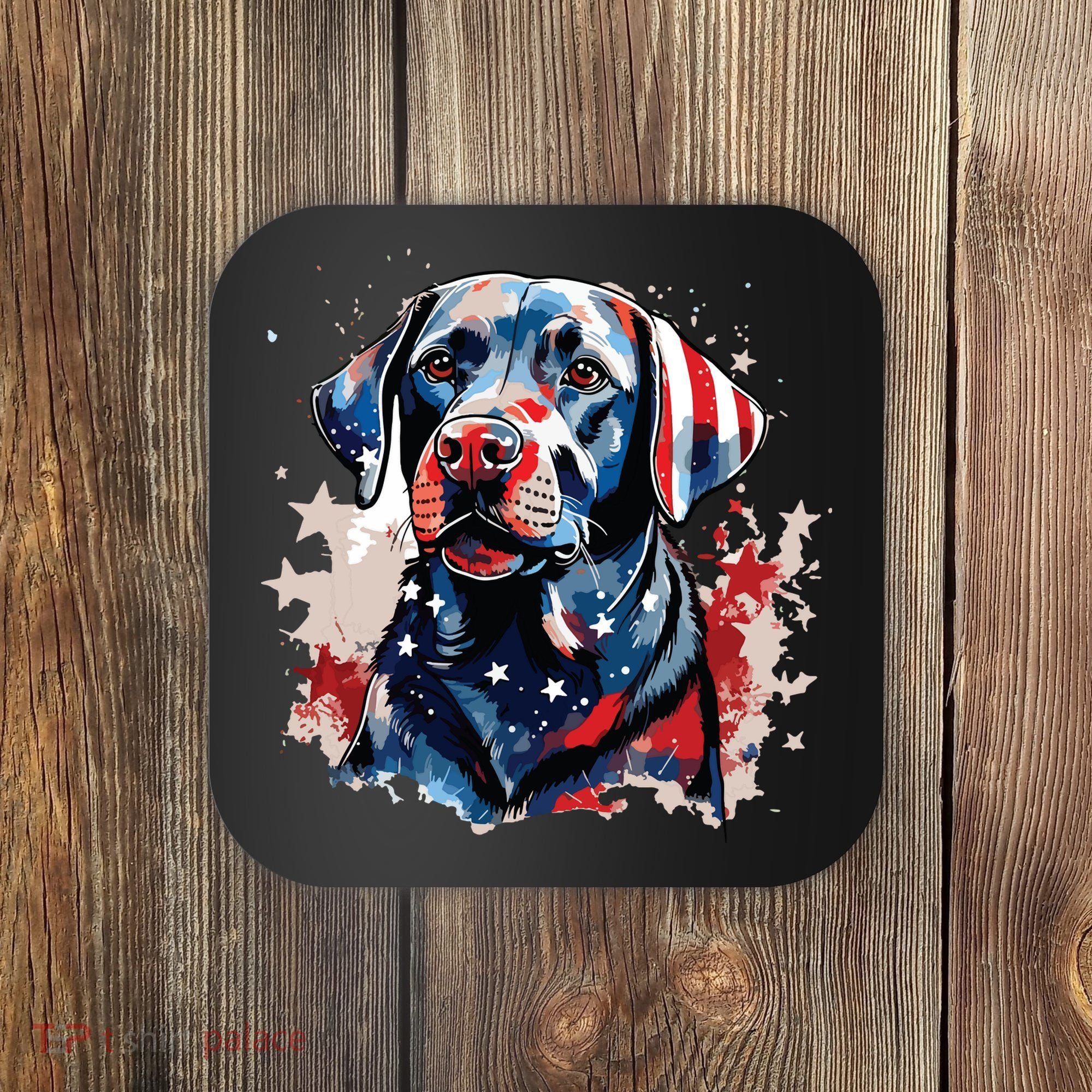 Patriotic Labrador Retriever Dog American Flag Coaster