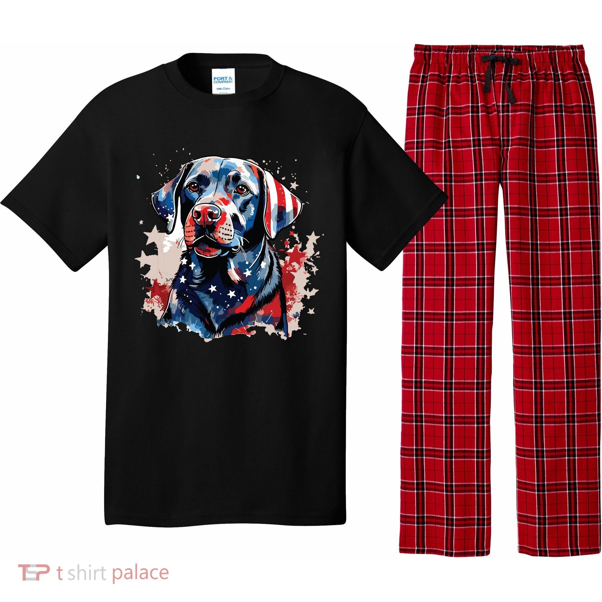 Patriotic Labrador Retriever Dog American Flag Pajama Set