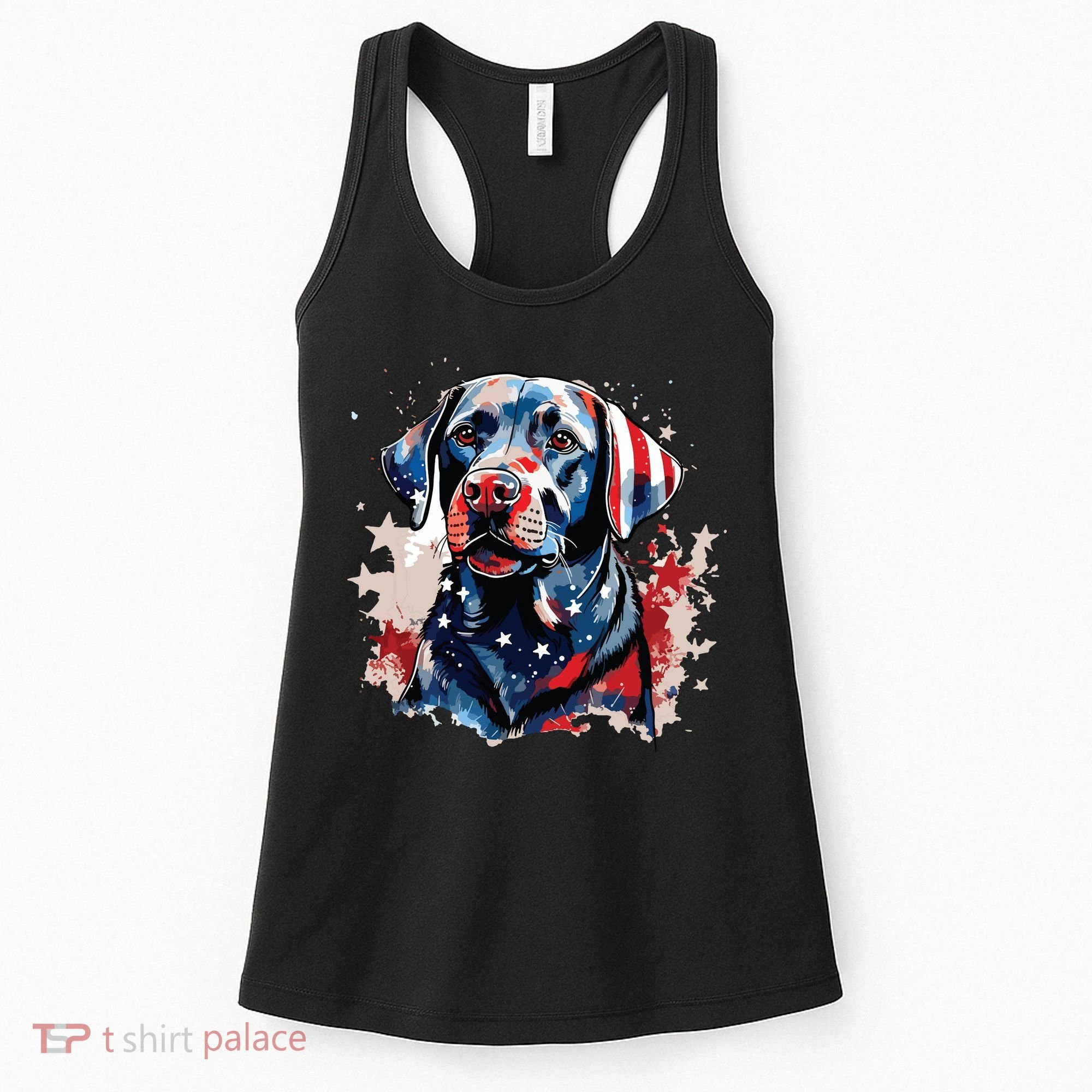 Patriotic Labrador Retriever Dog American Flag Women's Tank Top