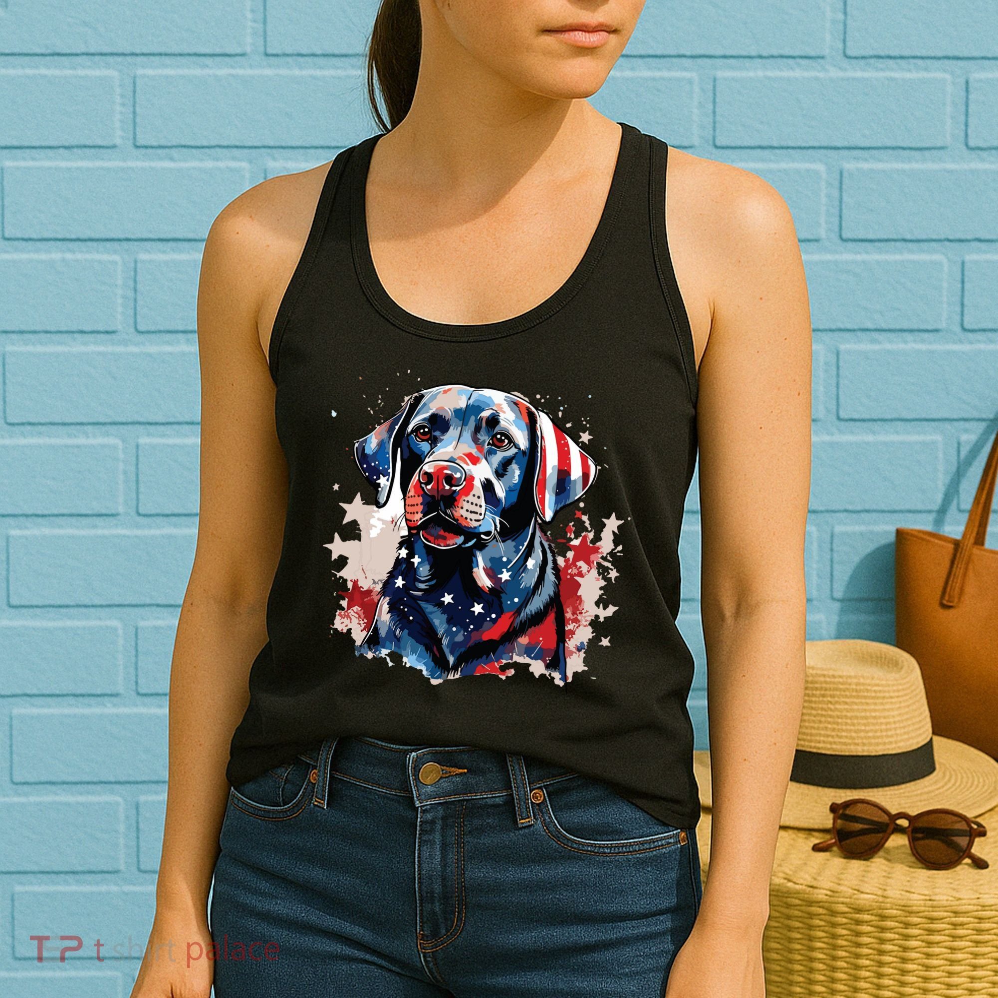 Patriotic Labrador Retriever Dog American Flag Women's Tank Top