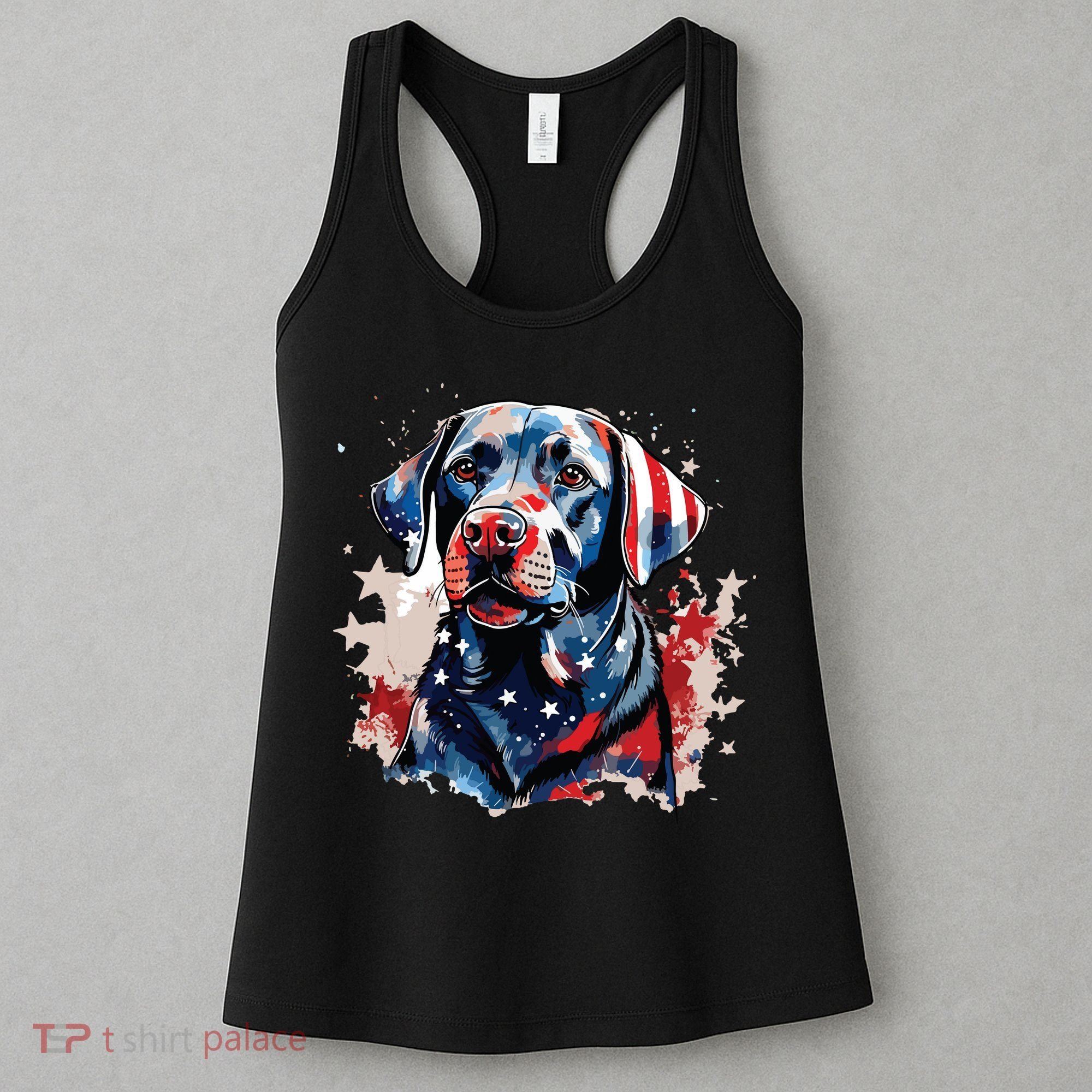 Patriotic Labrador Retriever Dog American Flag Women's Tank Top