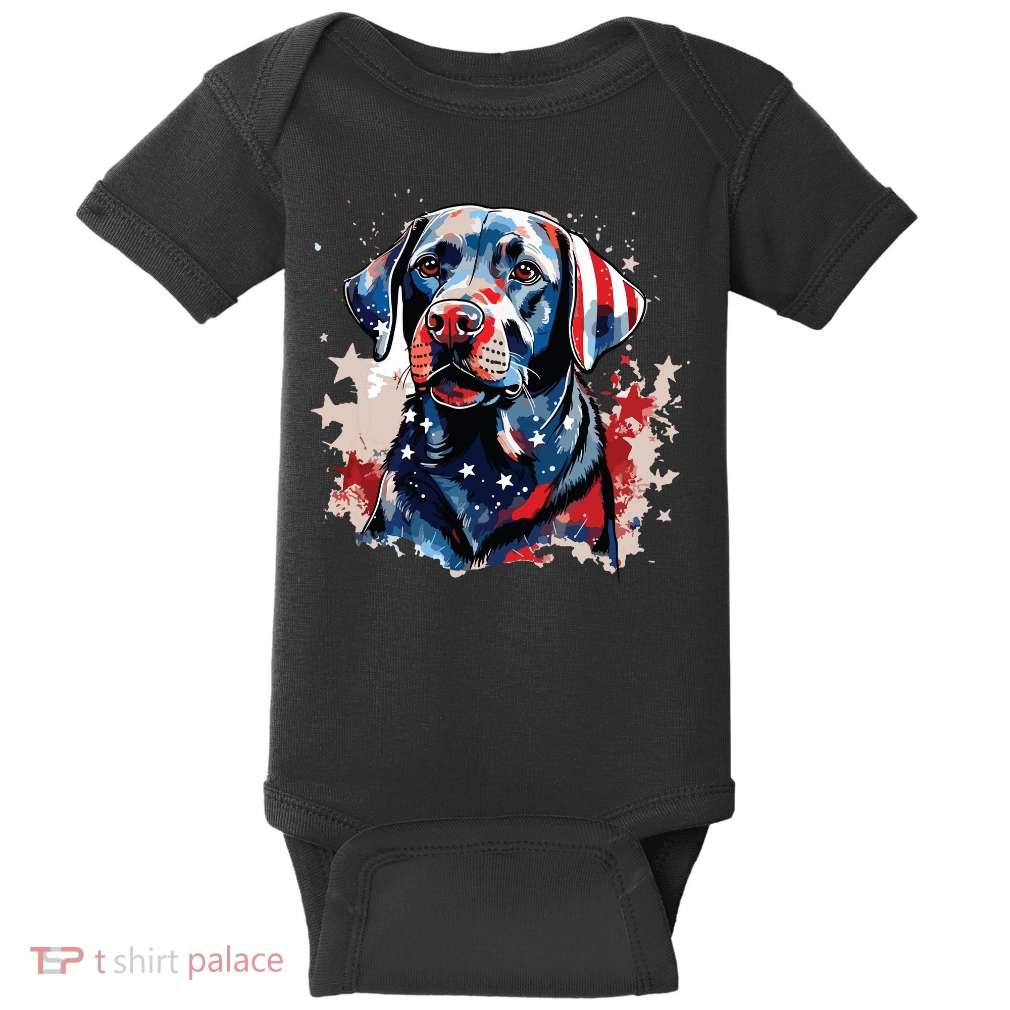 Patriotic Labrador Retriever Dog American Flag Baby Bodysuit