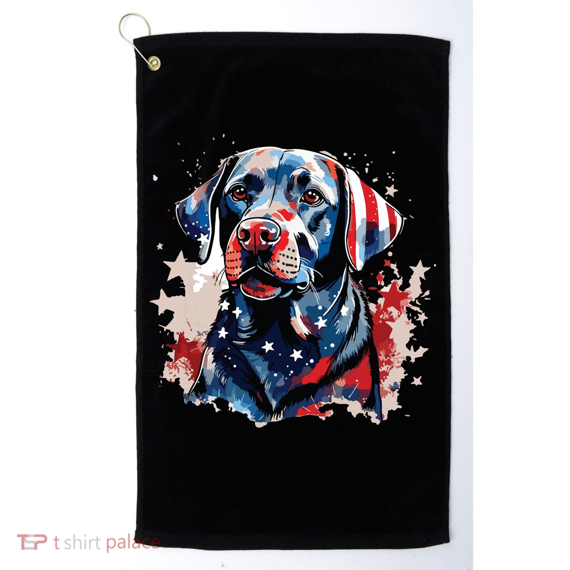 Patriotic Labrador Retriever Dog American Flag Golf Towel