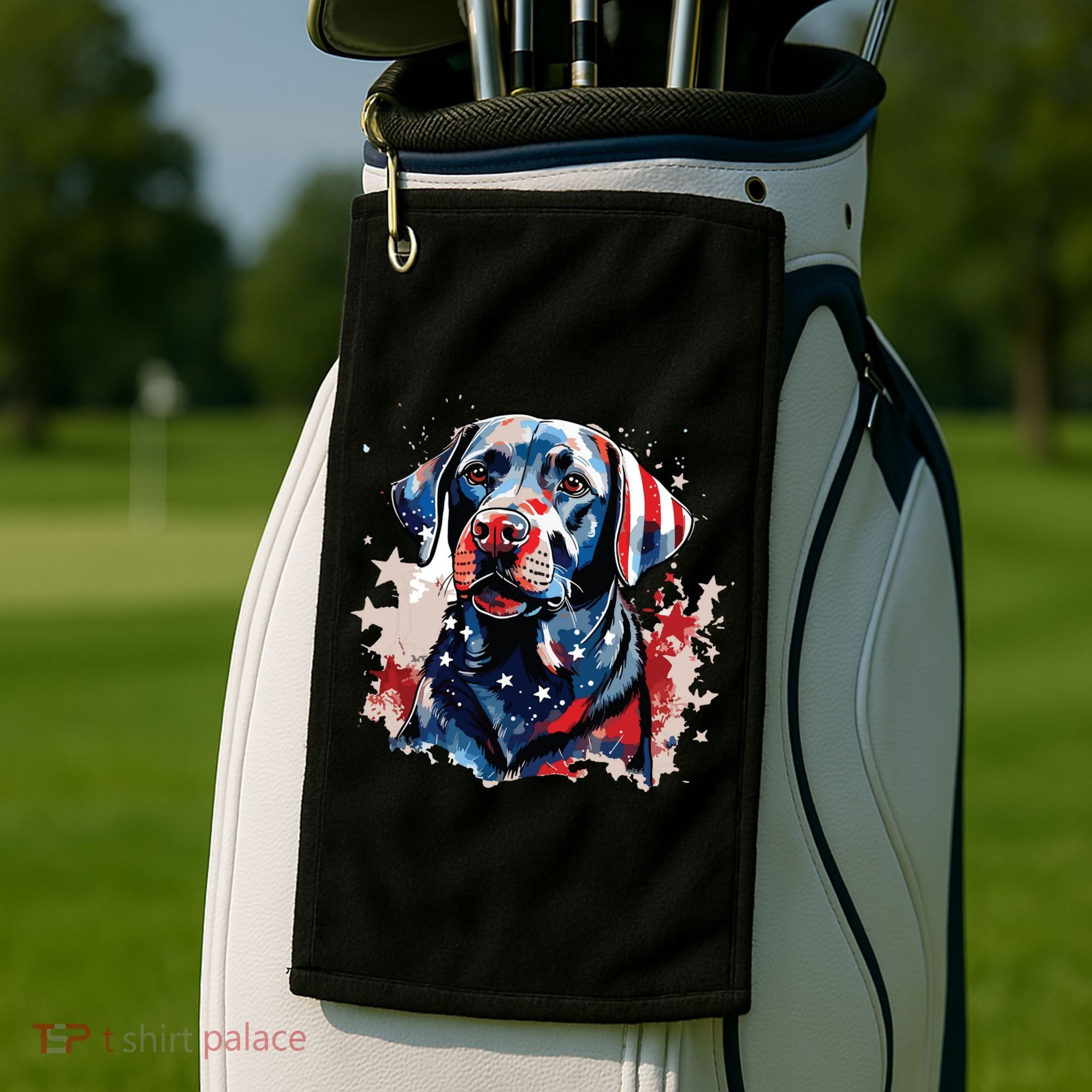 Patriotic Labrador Retriever Dog American Flag Golf Towel