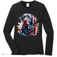 Patriotic Labrador Retriever Dog American Flag Women's Long Sleeve Shirt thumb 0