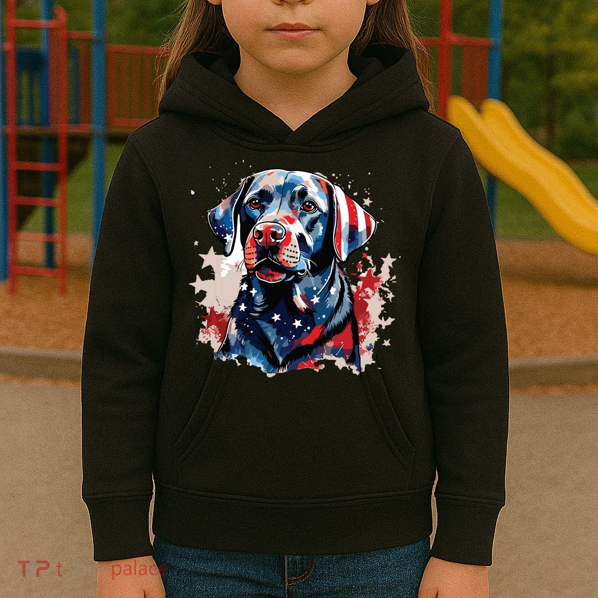 Patriotic Labrador Retriever Dog American Flag Kids Hoodie