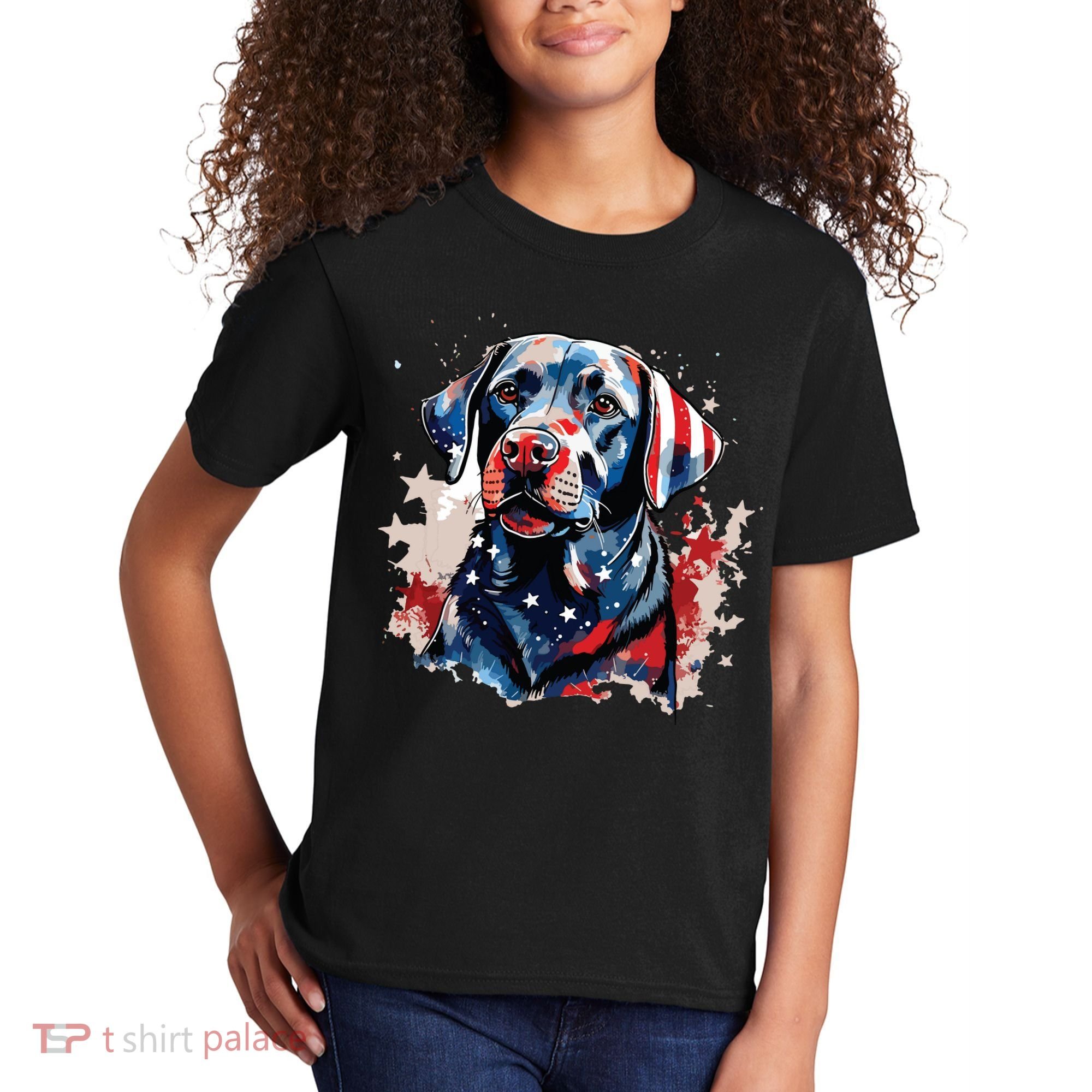 Patriotic Labrador Retriever Dog American Flag Kids T-Shirt