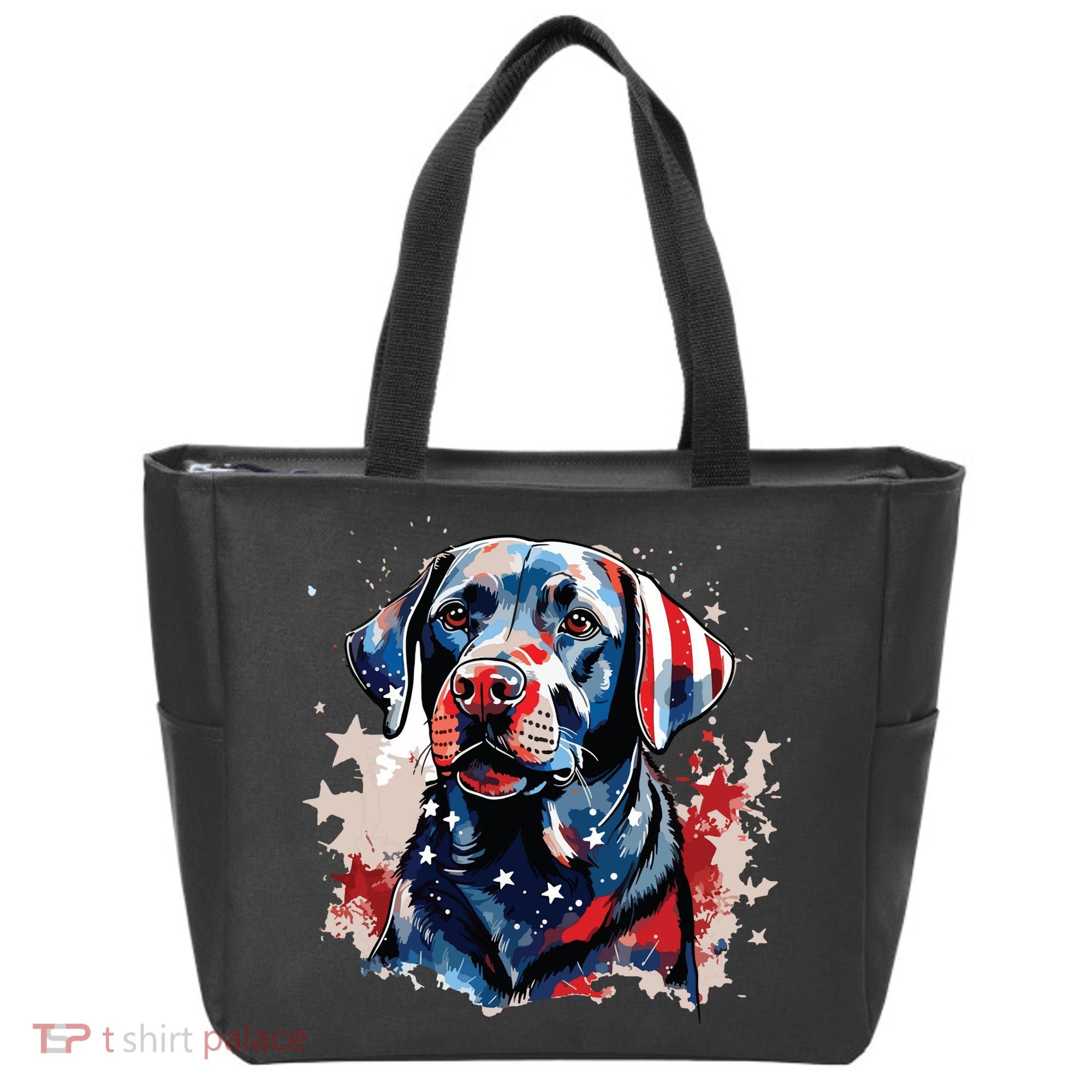 Patriotic Labrador Retriever Dog American Flag Tote Bag