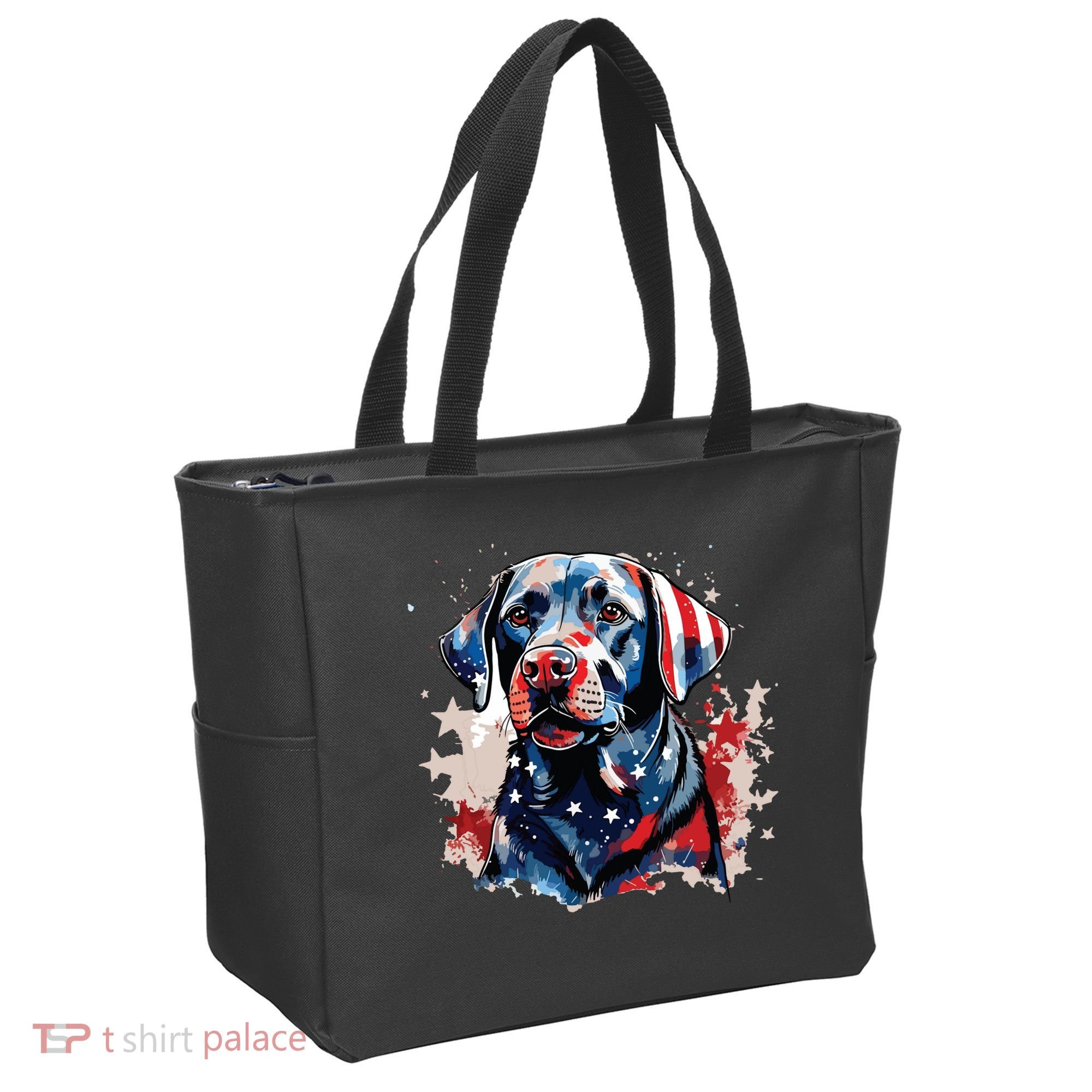 Patriotic Labrador Retriever Dog American Flag Tote Bag
