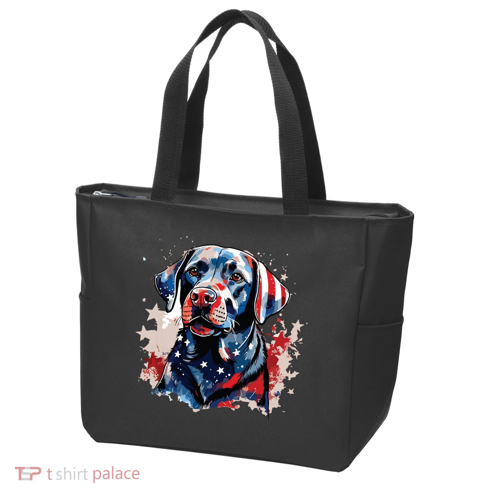 Patriotic Labrador Retriever Dog American Flag Tote Bag