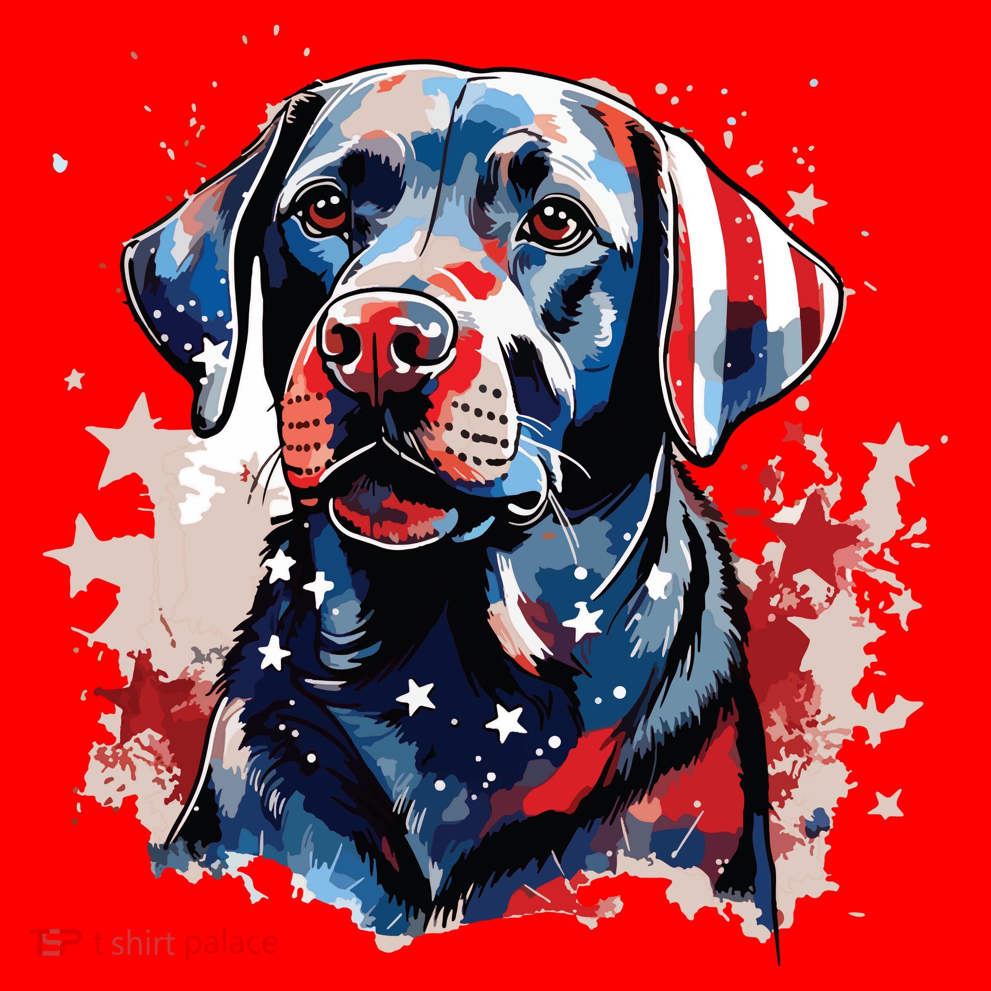 Patriotic Labrador Retriever Dog American Flag Santa Hat
