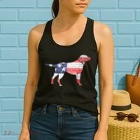 Patriotic Labrador Retriever Wearing USA Flag Lab Puppy Dog Women's Tank Top thumb 2