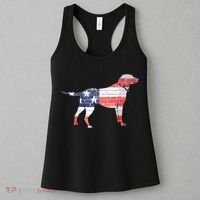 Patriotic Labrador Retriever Wearing USA Flag Lab Puppy Dog Women's Tank Top thumb 3