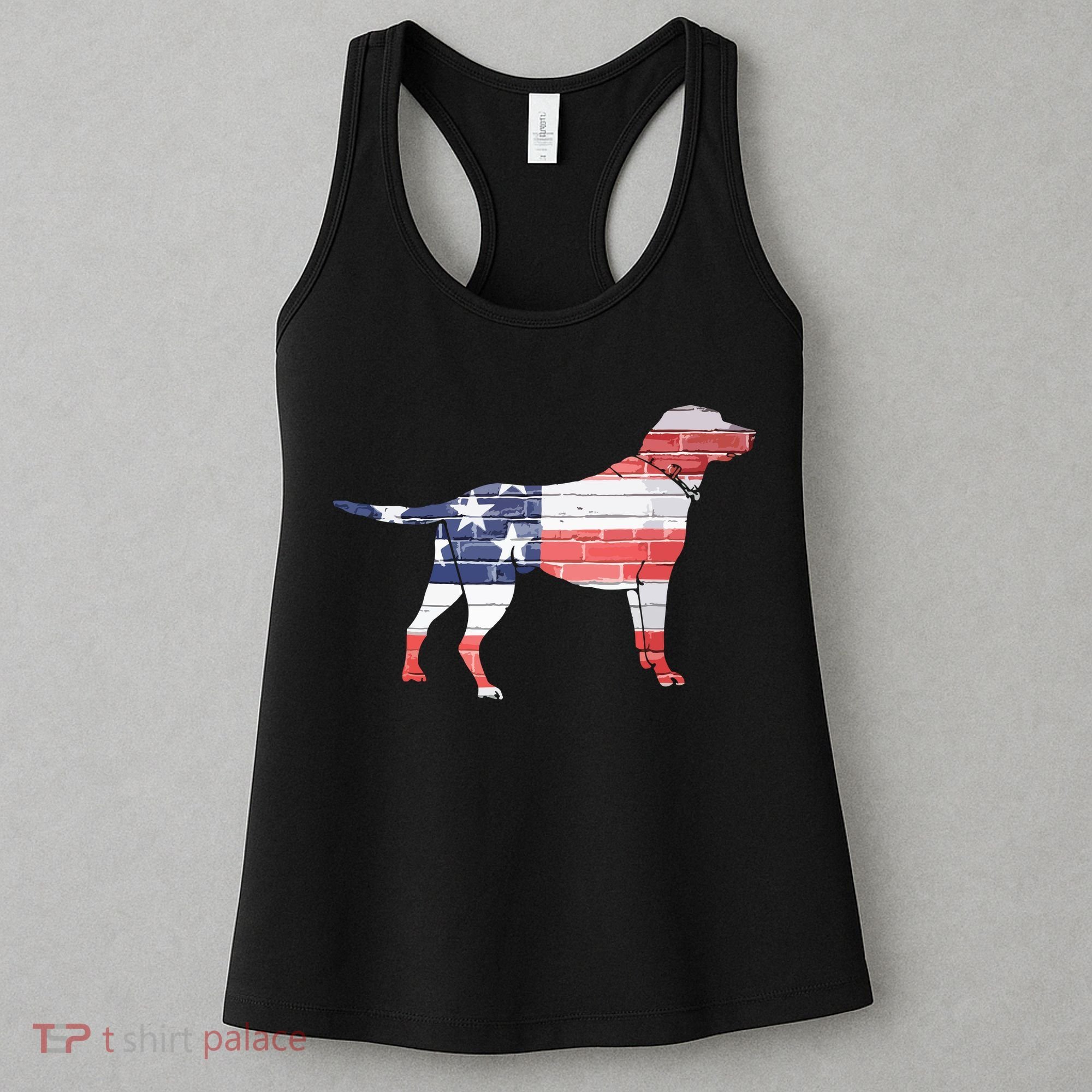 Patriotic Labrador Retriever Wearing USA Flag Lab Puppy Dog Women's Tank Top