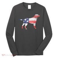 Patriotic Labrador Retriever Wearing USA Flag Lab Puppy Dog Long Sleeve Shirt thumb 0