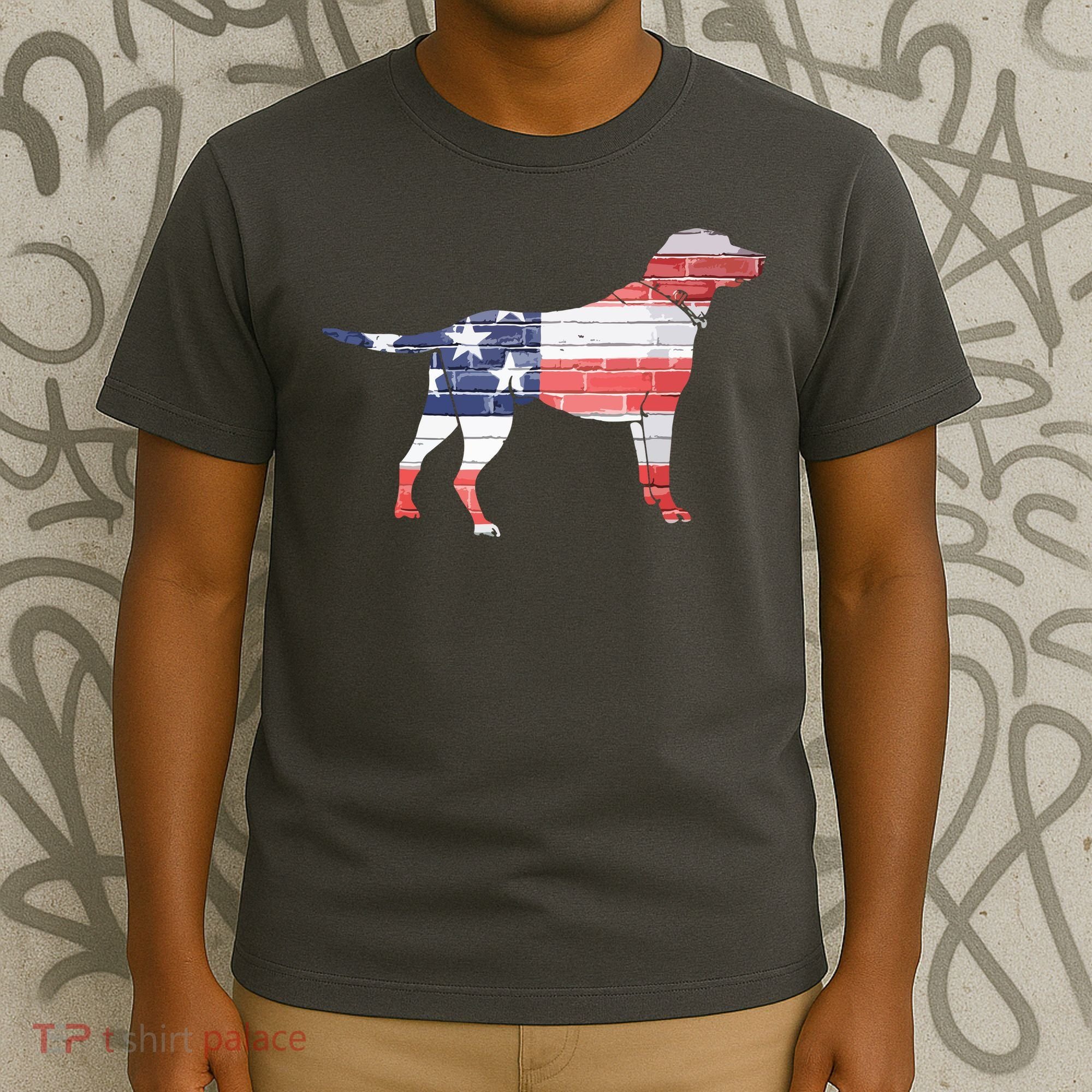 Patriotic Labrador Retriever Wearing USA Flag Lab Puppy Dog T-Shirt