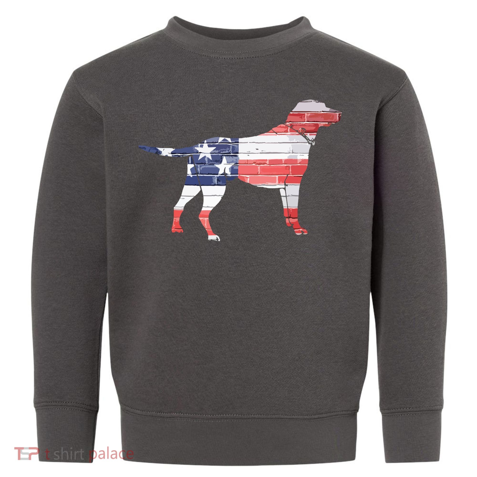 Patriotic Labrador Retriever Wearing USA Flag Lab Puppy Dog Toddler Sweatshirt