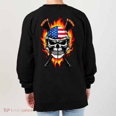 Patriotic Lacrosse Skull Women's Sweatshirt back