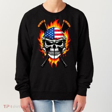 Patriotic Lacrosse Skull Women's Sweatshirt