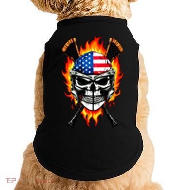 Patriotic Lacrosse Skull Doggie Tank