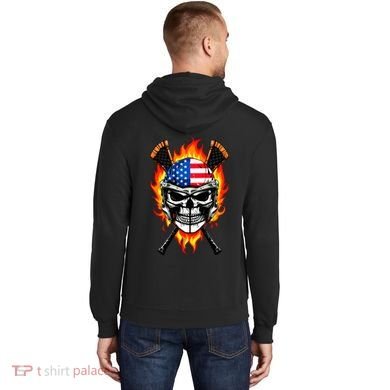 Patriotic Lacrosse Skull Hoodie back