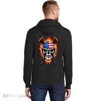 Patriotic Lacrosse Skull Hoodie thumb 1