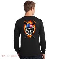 Patriotic Lacrosse Skull Long Sleeve Shirt thumb 1