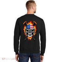Patriotic Lacrosse Skull Sweatshirt thumb 1