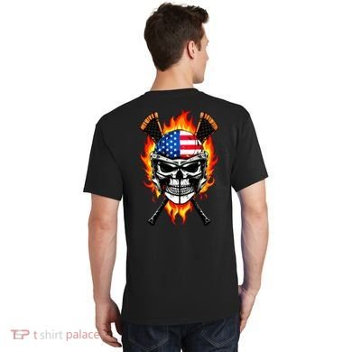 Patriotic Lacrosse Skull T-Shirt back