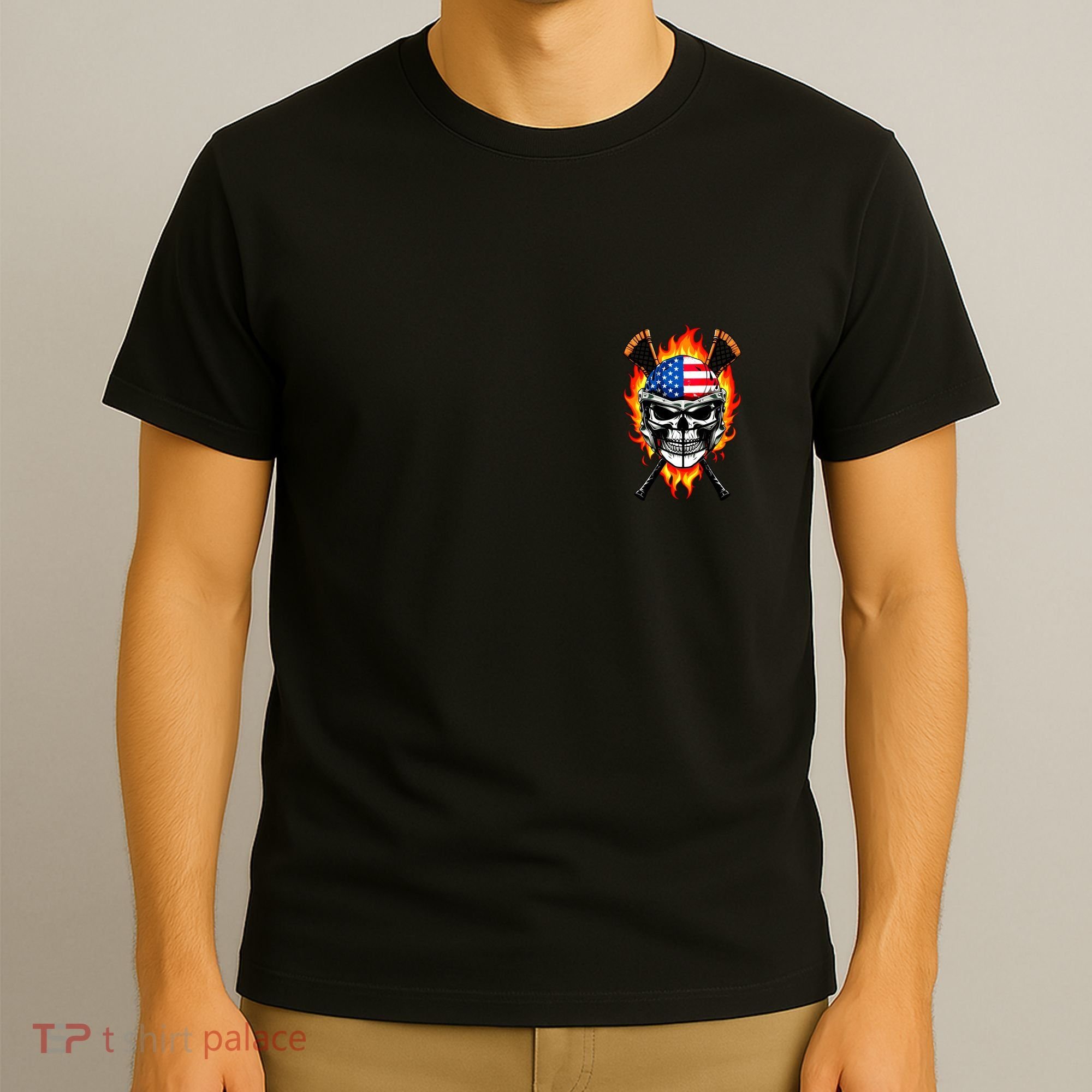 Patriotic Lacrosse Skull T-Shirt