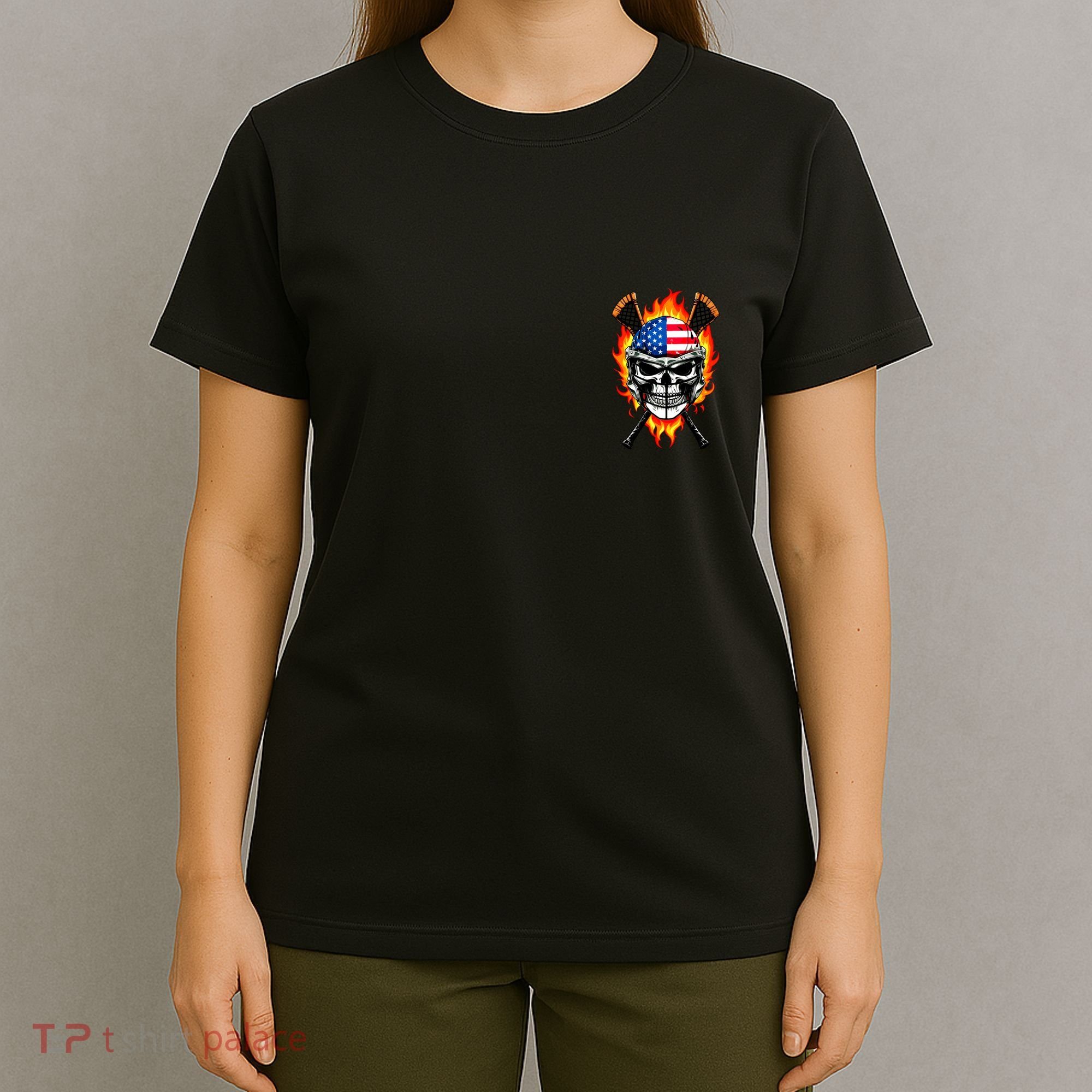 Patriotic Lacrosse Skull T-Shirt
