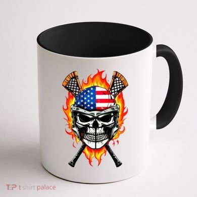 Patriotic Lacrosse Skull Coffee Mug back