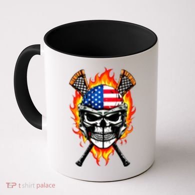 Patriotic Lacrosse Skull Coffee Mug