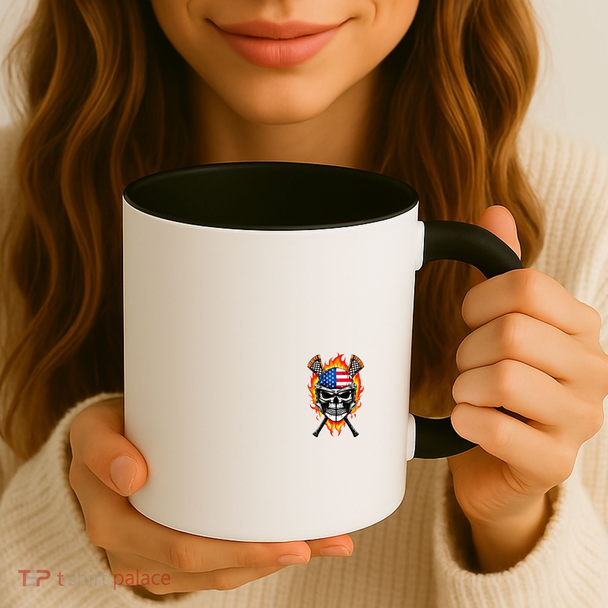 Patriotic Lacrosse Skull Coffee Mug