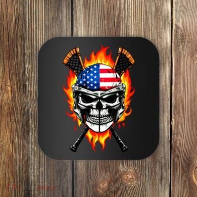 Patriotic Lacrosse Skull Coaster
