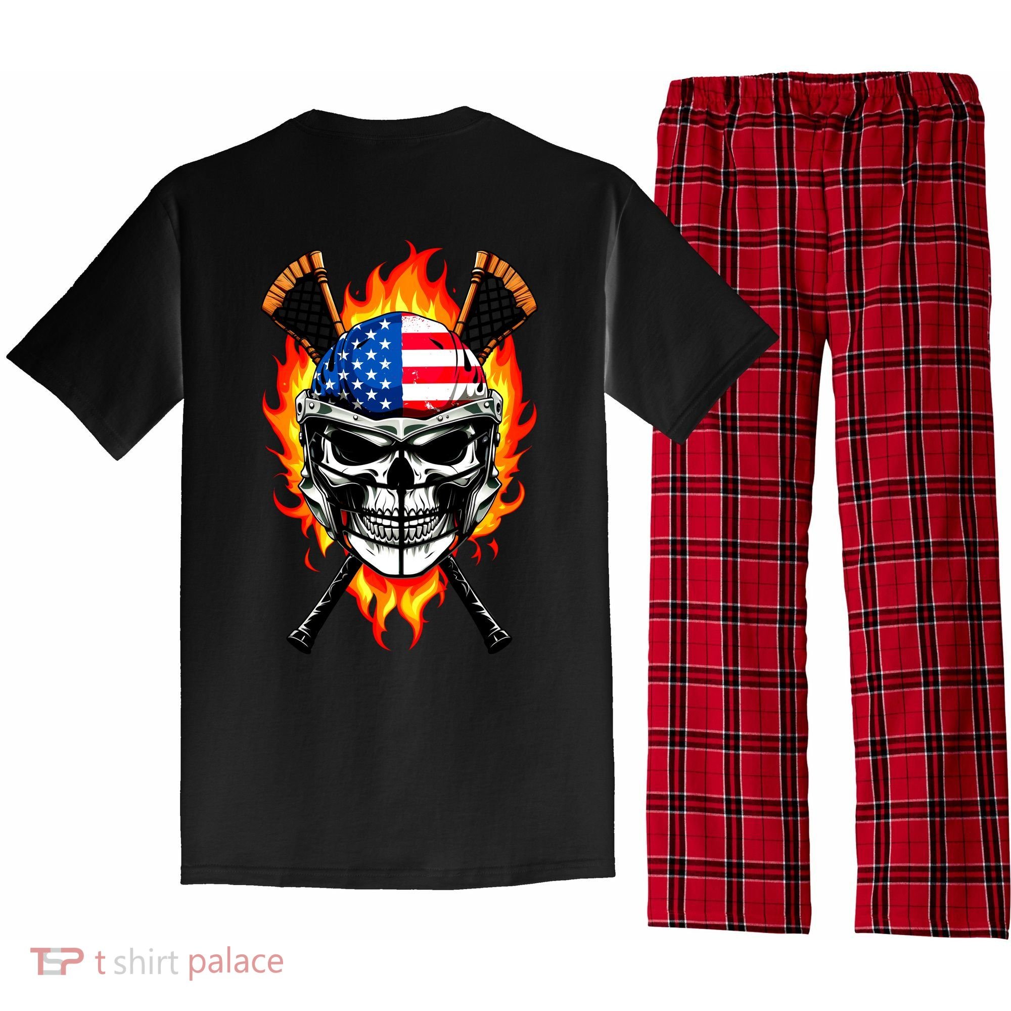 Patriotic Lacrosse Skull Pajama Set