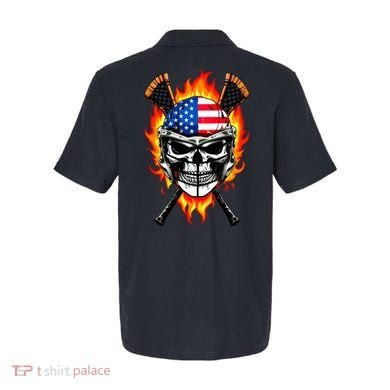 Patriotic Lacrosse Skull Polo back